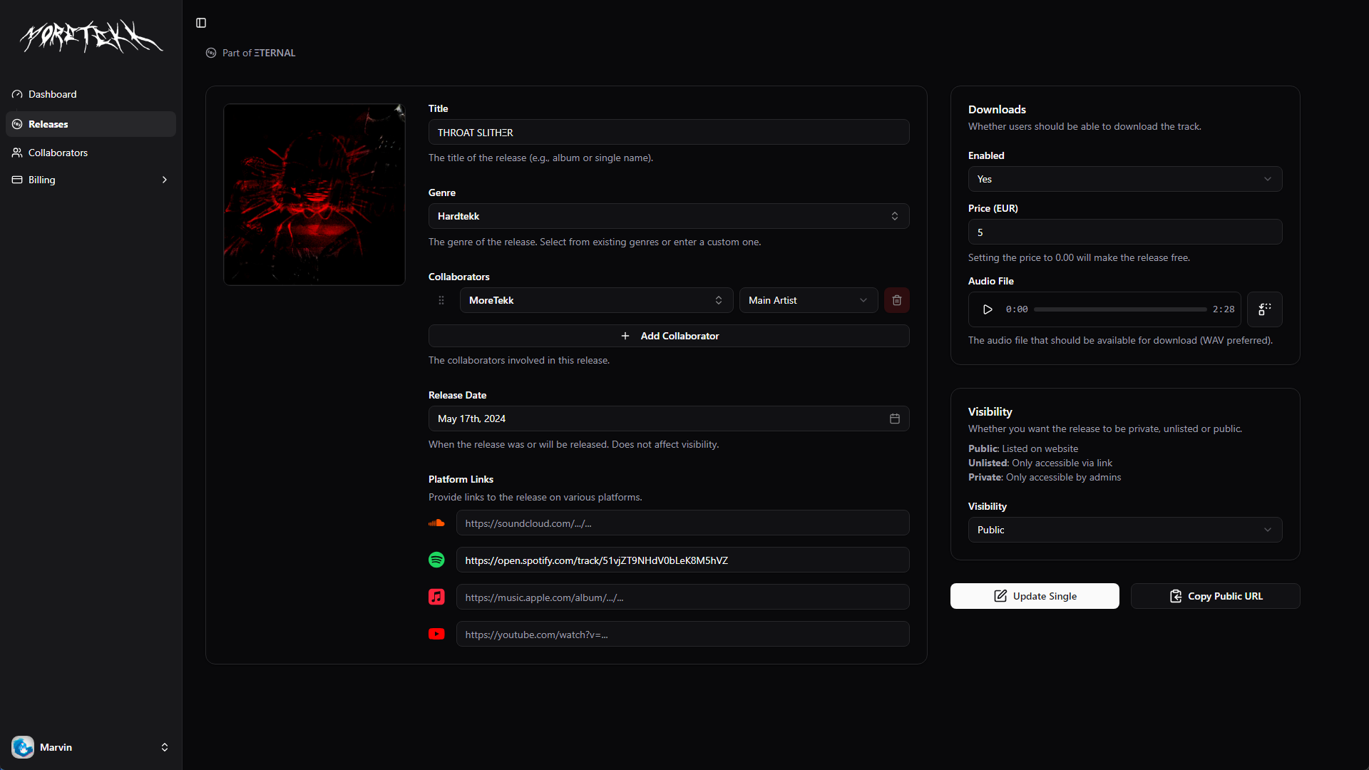 Filled Single Edit Form Example