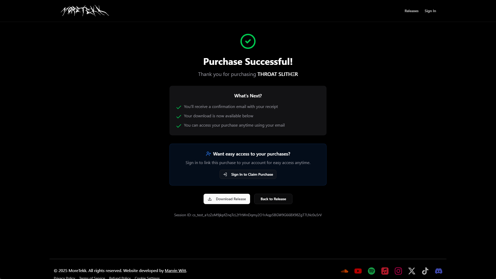 Single Release Purchase Interface